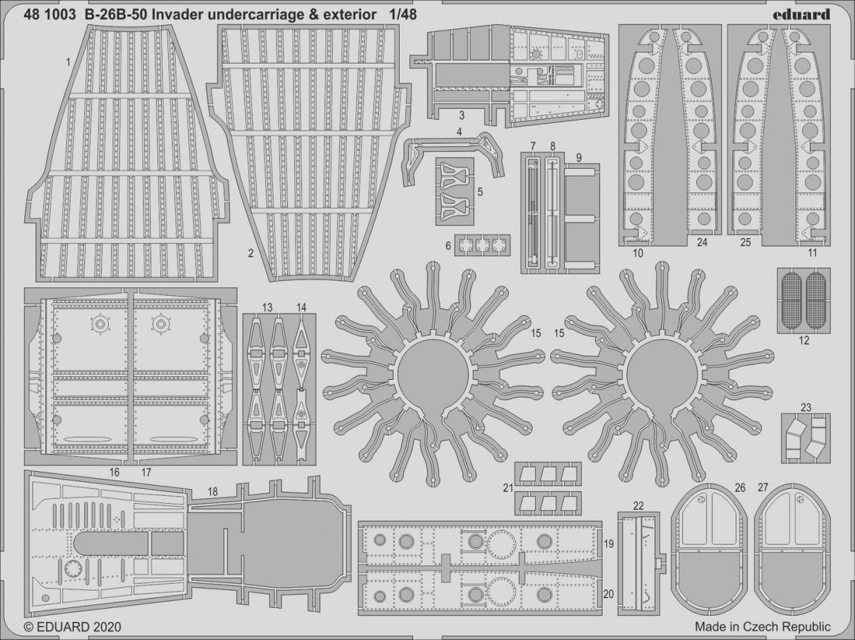 Eduard 481003 B-26B-50 Invader train d'atterrissage et extérieur pour ICM 1/48