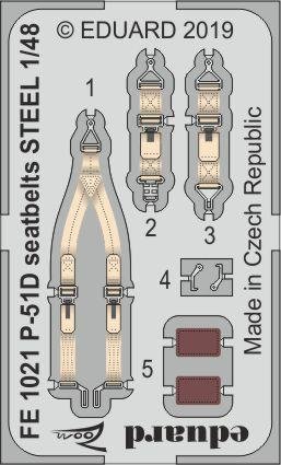 Ceintures de sécurité Eduard FE1021 P-51D en acier, échelle 1/48, Eduard