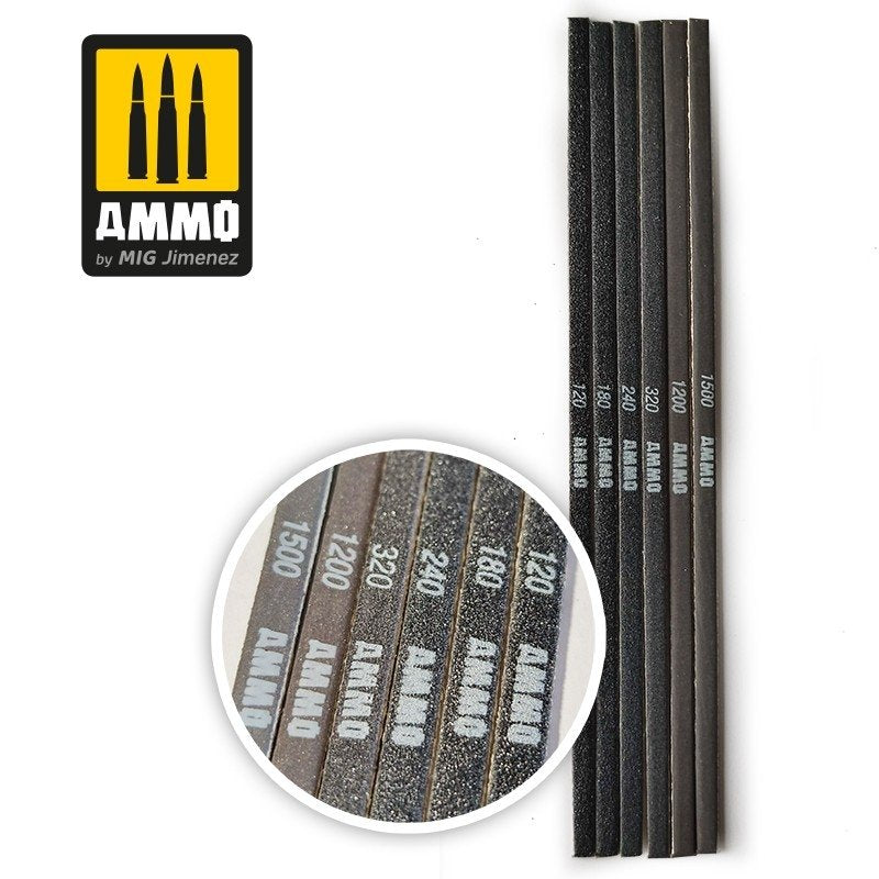 Bâtonnets abrasifs Ammo of Mig 8568 CONTOUR SANDING STIK 120/180/240/320/1200/150