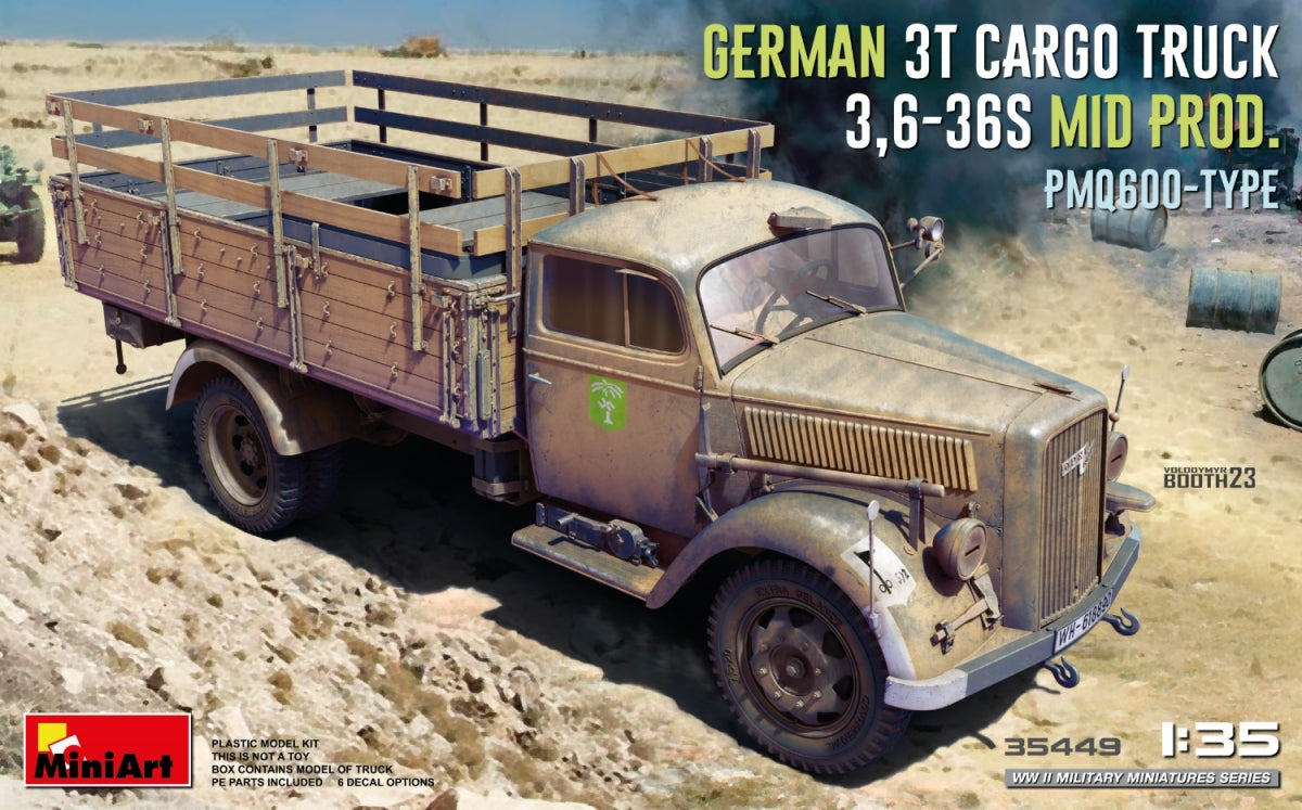 Miniart 35449 Camion cargo allemand 3T 3.6-36S MID PROD. PMQ600-TYPE 1/35