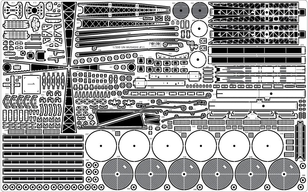 Pontos 37025FB IJN Musashi 1944 Kit de détails, pont noir charbon avancé (1/350) – imagen 13