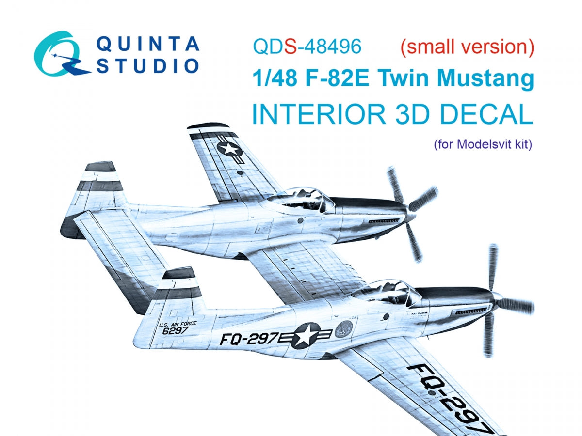 Intérieur coloré imprimé en 3D sur papier décalcomanie pour F-82E Twin Mustang (Modèles) (Petite version) Quinta Studio QDS-48496 (Échelle 1/48)