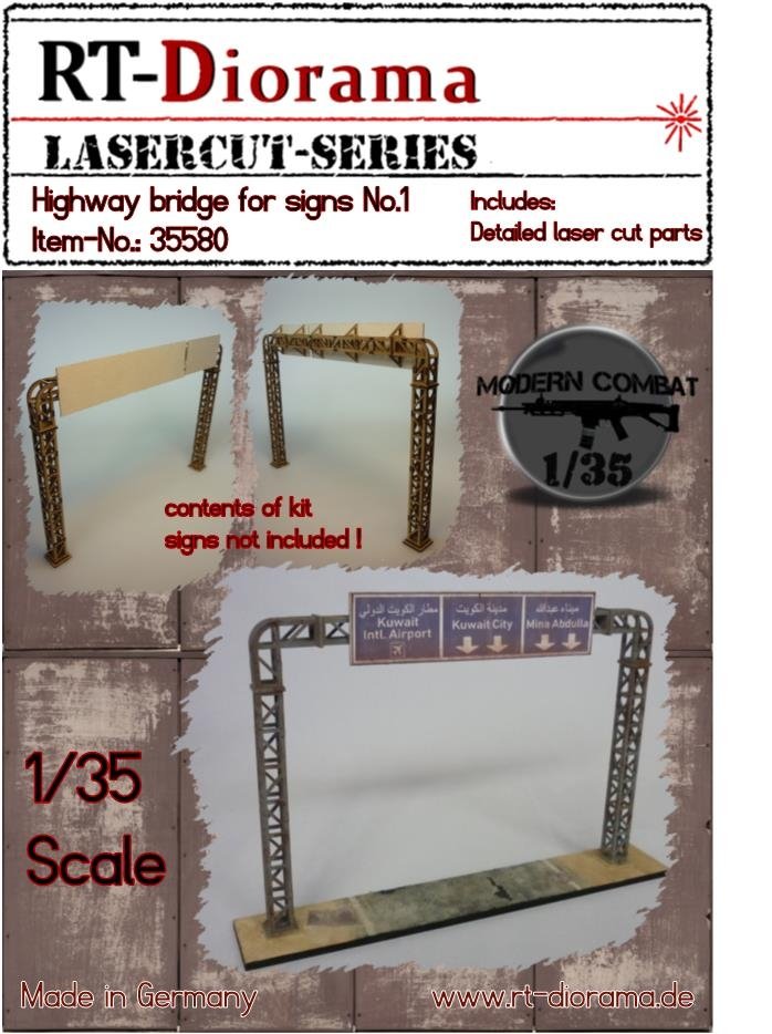 RT-Diorama 35580 Pont autoroutier pour panneaux n° 1 1/35
