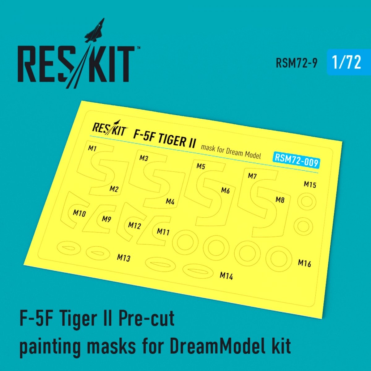 Masques de peinture prédécoupés RESKIT RSM72-0009 F-5F « TIGER II » pour maquette DreamModel au 1/72