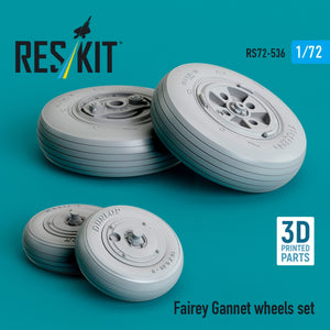 RESKIT RS72-0536 Jeu de roues Fairey Gannet (Imprimé en 3D) 1/72