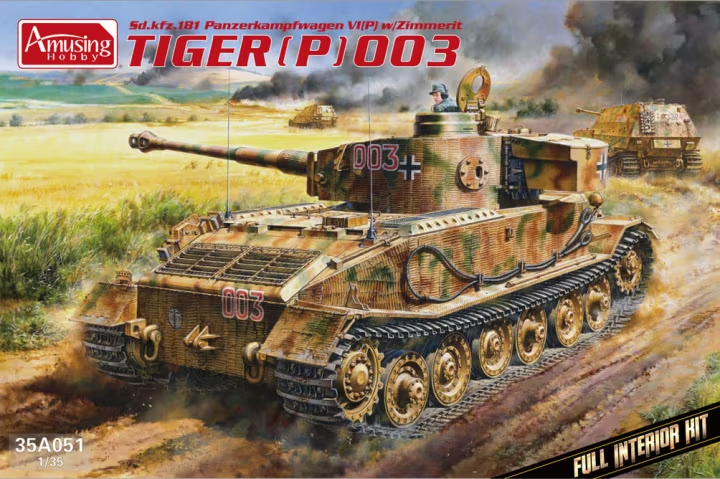 Amusing Hobby 35A051 Sd.kfz.181 Panzerkampfwagen VI(P) avec Zimmerit Tiger P (003) (kit intérieur complet) 1/35 