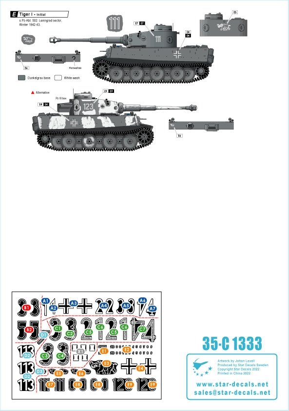 Star Decals 35-C1333 Tiger I. sPzAbt 502 n° 1. Tigres de première génération (1942-43). Échelle 1/35 – Bild 3