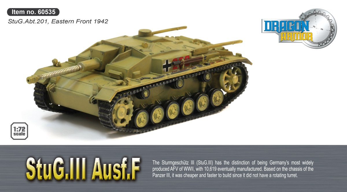 Dragon 60535 Sd.Kfz.142 StuG III F Modèle d'affichage Armée allemande StuG.Abt.201, Front de l'Est, 1942 1/72