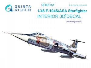 Intérieur imprimé en 3D et coloré sur papier décalcomanie Quinta Studio QD48151 F-104S-ASA (Hasegawa) 1/48