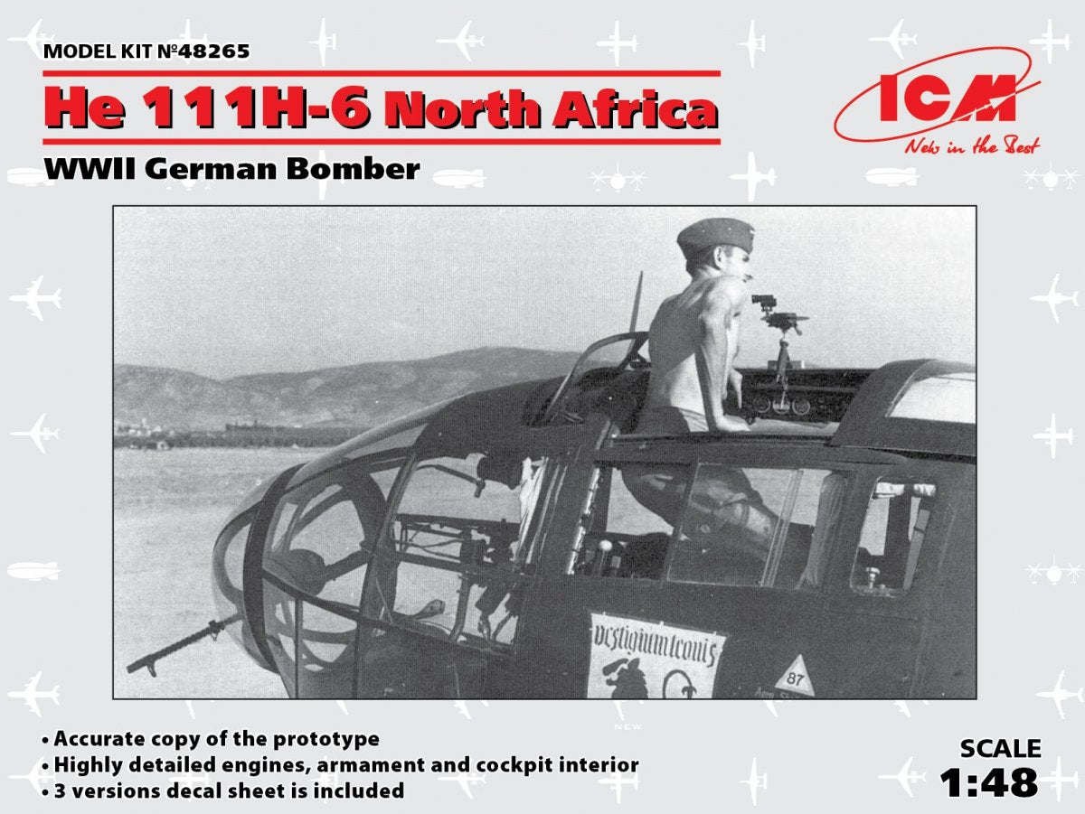ICM 48265 He 111H-6 Afrique du Nord, bombardier allemand de la Seconde Guerre mondiale, échelle 1/48 – immagine 2