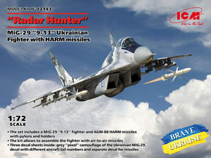 ICM 72143 Radar Hunter MiG-29 « 9-13 » Chasseur ukrainien avec missiles HARM 1/72