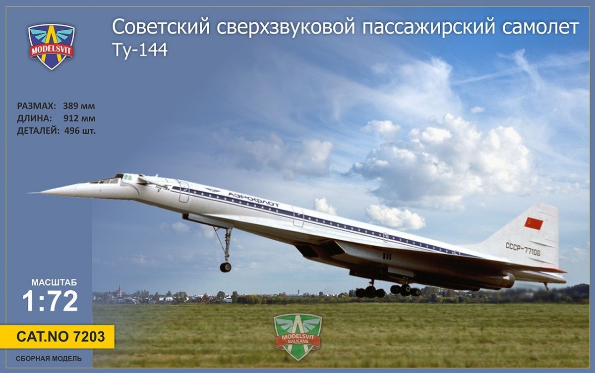 Maquette Modelsvit 7203 Tupolev Tu-144 Avion de ligne supersonique 1/72