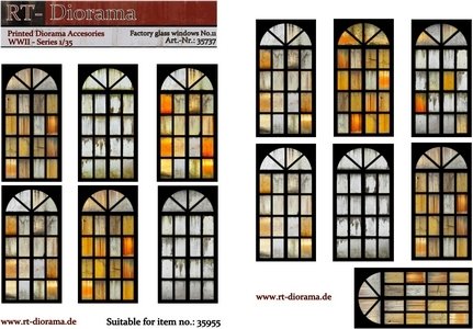 Accessoires imprimés RT-Diorama 35737 : Vitrages d'usine n° 11 1/35