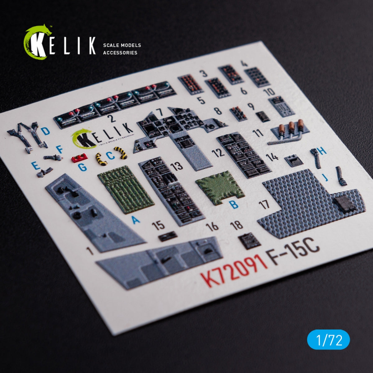 KELIK K72091 F-15C - décalcomanies 3D intérieures pour kit FineMolds au 1/72