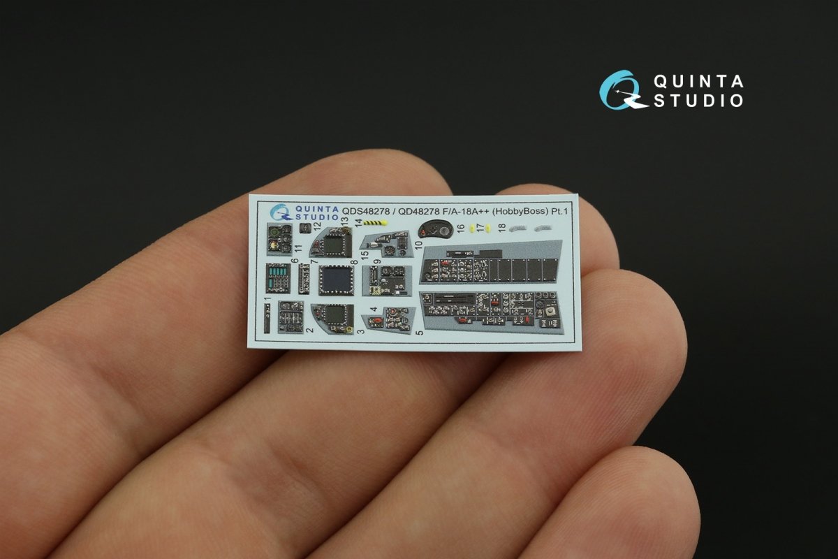 Intérieur imprimé en 3D et coloré sur papier décalcomanie Quinta Studio QDS-48278 F/A-18A++ (HobbyBoss) (Petite version) 1/48 – Bild 7