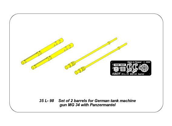 Aber 35L-098 Ensemble de 2 canons pour mitrailleuse de char allemande MG 34 avec Panzermantel (1/35) – imagen 8