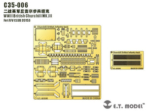Maquette ET C35-006 Churchill MK.III britannique de la Seconde Guerre mondiale AFV CLUB 35153 1/35