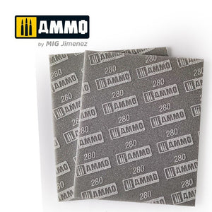 Feuille d&amp;#39;éponge abrasive Ammo of Mig 8558, grain 280