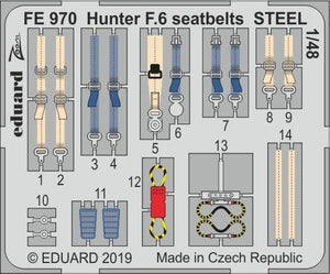 Ceintures de sécurité Eduard FE970 Hunter F.6 en acier, échelle 1/48, fixation aérienne
