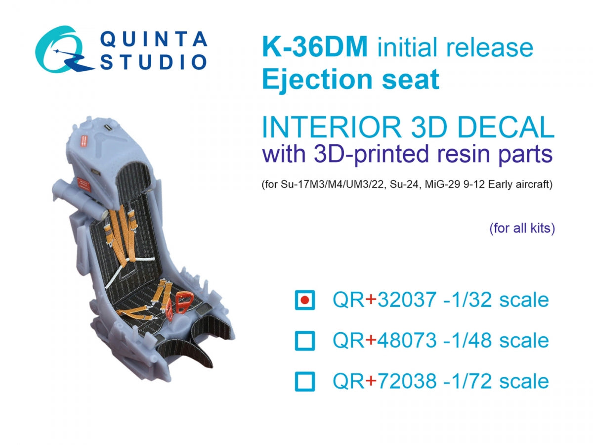 Quinta Studio QR+32037 Siège éjectable K-36DM (première version) (pour Su-17M3/M4/UM3/22, Su-24, MiG-29 9-12 Premiers appareils) (Toutes les maquettes) 1/32