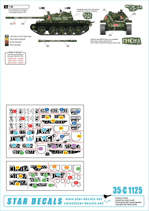 Star Decals 35-C1125 HVO - Hrvatsko Vijece Obranie (Croate). T-55 et T-55A 1992-95 1/35 – immagine 2