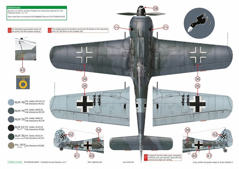 Décalcomanies Exito ED72004 Luftwaffe Ground Attackers vol.1 - Ju 87 D-3, Hs 129, Fw 190F-8 1/72  – image 7