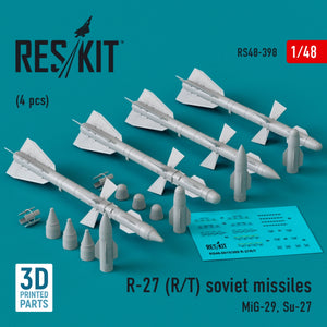 Missiles RESKIT RS48-0398 R-27 (R/T) (4 pièces) (Impression 3D) 1/48