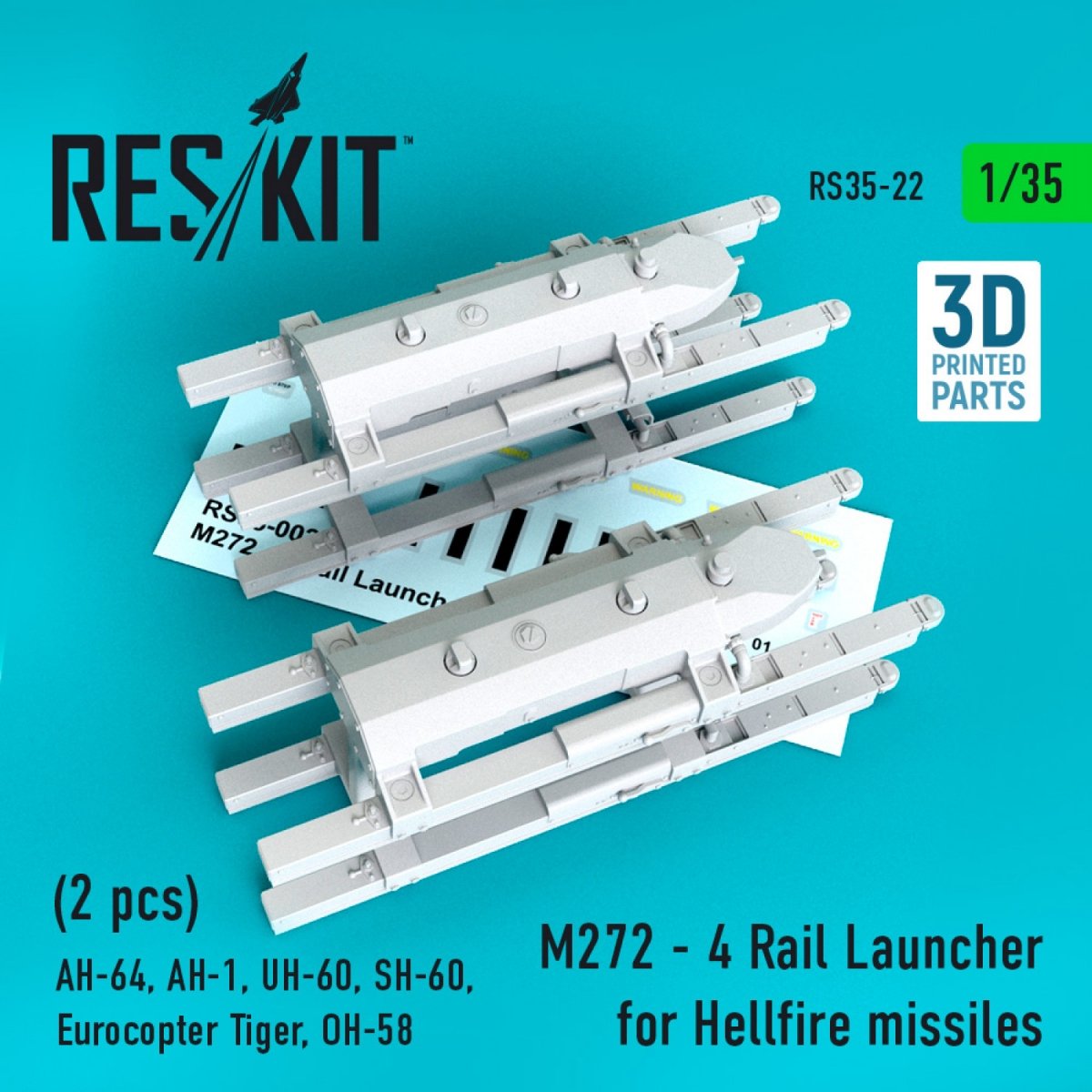 RESKIT RS35-0022 M272 - Lanceur sur rails pour missiles Hellfire (2 pièces) 1/35