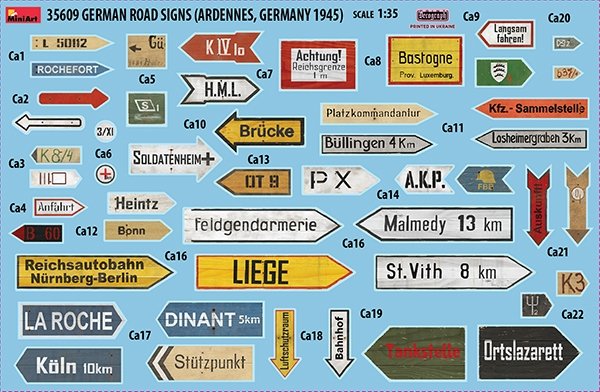 MiniArt 35609 Panneaux routiers allemands, Ardennes, Allemagne, 1945, échelle 1/35 – immagine 2
