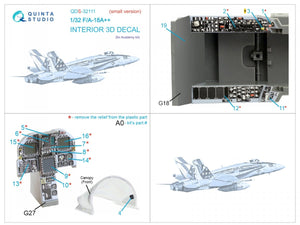 Intérieur imprimé en 3D et coloré sur papier décalcomanie Quinta Studio QDS-32111 F/A-18A++ (Academy) (Petite version) 1/32 – image 5