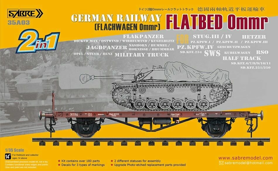 Saber 35A03 Wagon plat des chemins de fer allemands Ommr 1/35