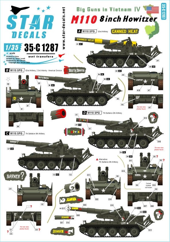 Star Decals 35-C1287 Gros canons au Vietnam 4 1/35