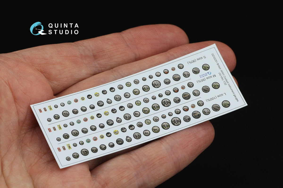 Quinta Studio QD32251 Instruments de cockpit britanniques de la Seconde Guerre mondiale, imprimés en 3D et colorés, intérieur sur papier décalcomanie (Tous les kits) 1/32 – image 3