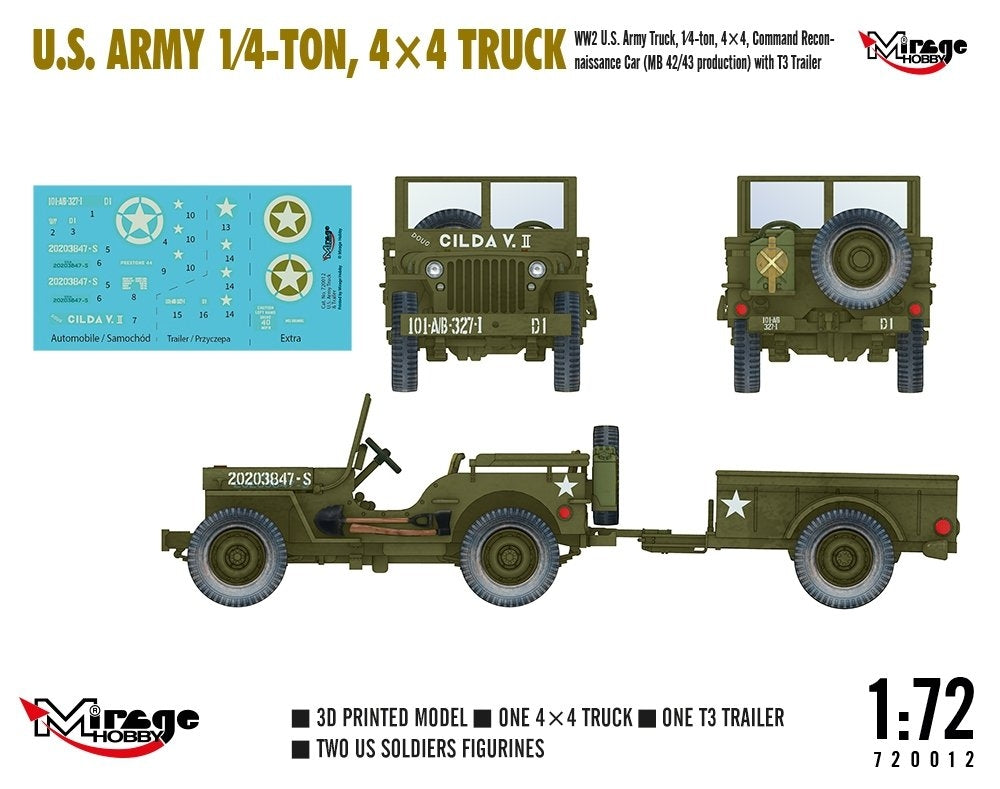 Mirage Hobby 720012 U.S. ARMY 1/4‑TON, 4×4 TRUCK 1/72 – zdjęcie 3