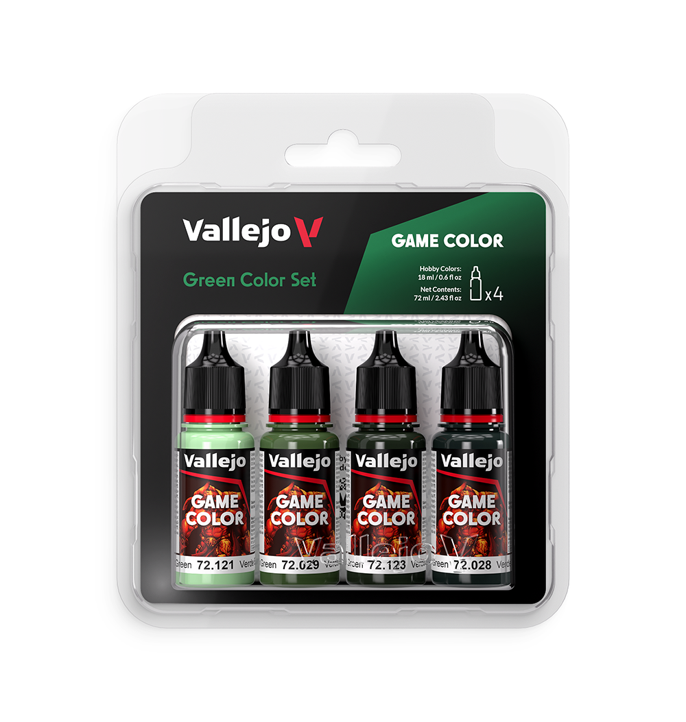 Vallejo 72384 Game Color, coffret de peinture verte 4 x 18 ml