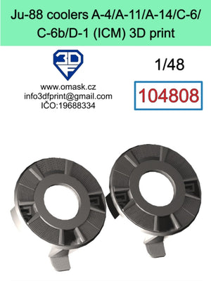 Omask 104808 Refroidisseurs Ju-88 A-4/A-11/A-14/C-6/C-6b/D-1 (ICM) Impression 3D 1/48