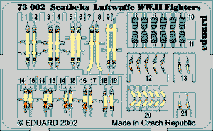 Ceintures de sécurité Eduard 73002 pour avions de chasse de la Luftwaffe (Seconde Guerre mondiale) à l&amp;#39;échelle 1/72