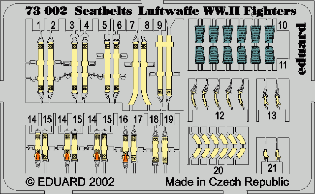 Ceintures de sécurité Eduard 73002 pour avions de chasse de la Luftwaffe (Seconde Guerre mondiale) à l&amp;#39;échelle 1/72