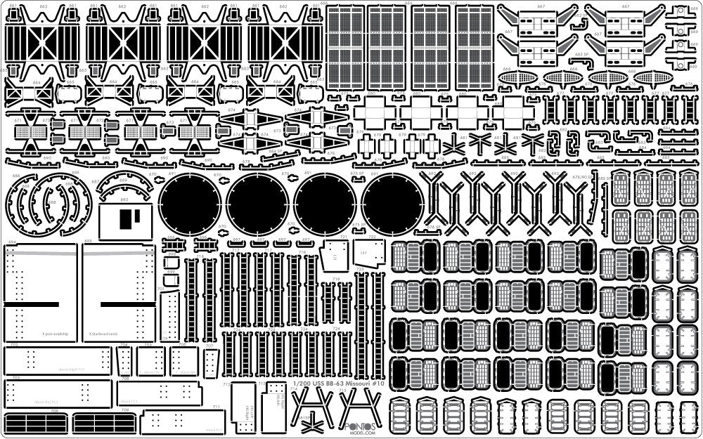 Pontos 22002F1 USS BB-63 Missouri 1945 Kit de détails (sans pont en bois) (1/200) – image 15