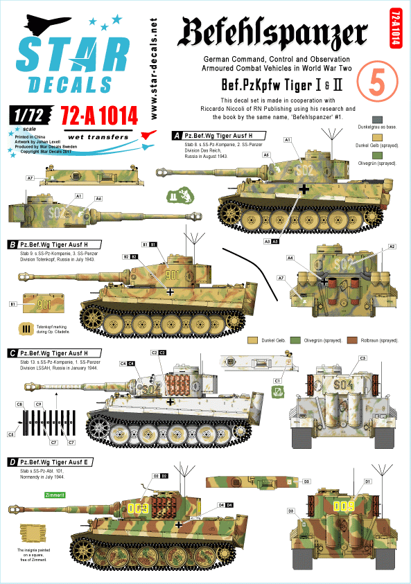 Star Decals 72-A1014 Befehlspanzer # 5. Commandement allemand 1/72