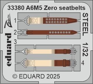Ceintures de sécurité Eduard 33380 A6M5 Zero en acier Tamiya 1/32