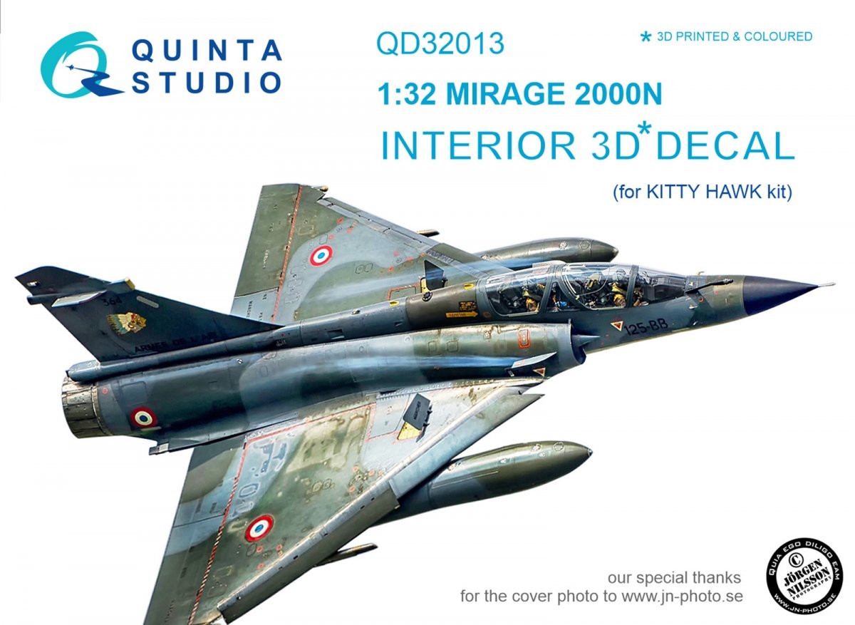 Intérieur imprimé en 3D et coloré sur papier décalcomanie pour le kit Kitty Hawk (Quinta Studio QD32013 Mirage 2000N) à l&amp;#39;échelle 1/32