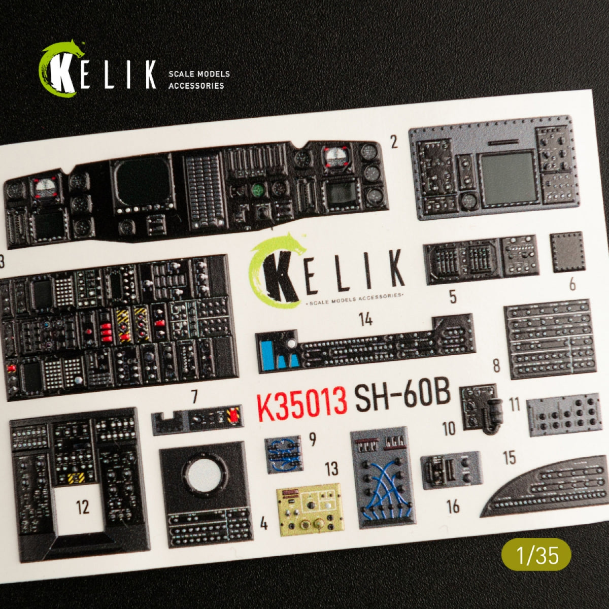 KELIK K35013 Décalcomanies 3D intérieures SH-60B pour maquette Kitty Hawk 1/35  – Bild 2