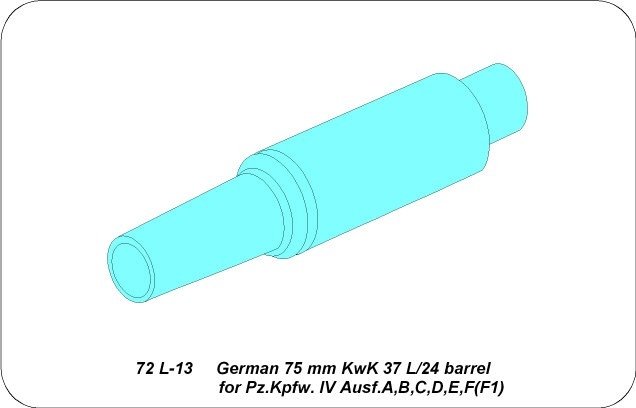 Aber 72L-13 Canon 75mm KwK 37 L/24 pour Panzer IV Ausf.A,B,C,D,E,F1 / Canon Allemand 75mm KwK 37 L/24 pour Pz.Kpfw. IV. Ausf. A,B,C,D,E,F(F1) 1/72 – Bild 3