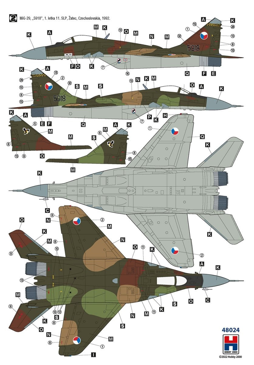 Hobby 2000 48024 MiG-29 Force aérienne tchèque et slovaque (ACADÉMIE + CARTOGRAF + MASQUE) 1/48 – immagine 5