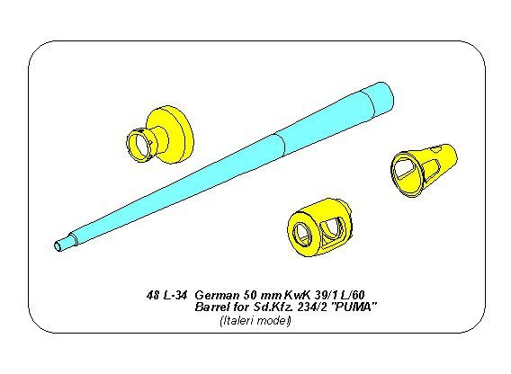 Aber 48L-34 Canon allemand 50mm KwK39/1 L/60 pour Sd.Kfz.234/2 &amp;amp; PUMA (1/48)
