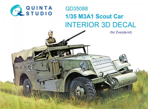 Intérieur imprimé en 3D et coloré sur papier décalcomanie Quinta Studio QD35088 M3A1 Scout (Zvezda) 1/35