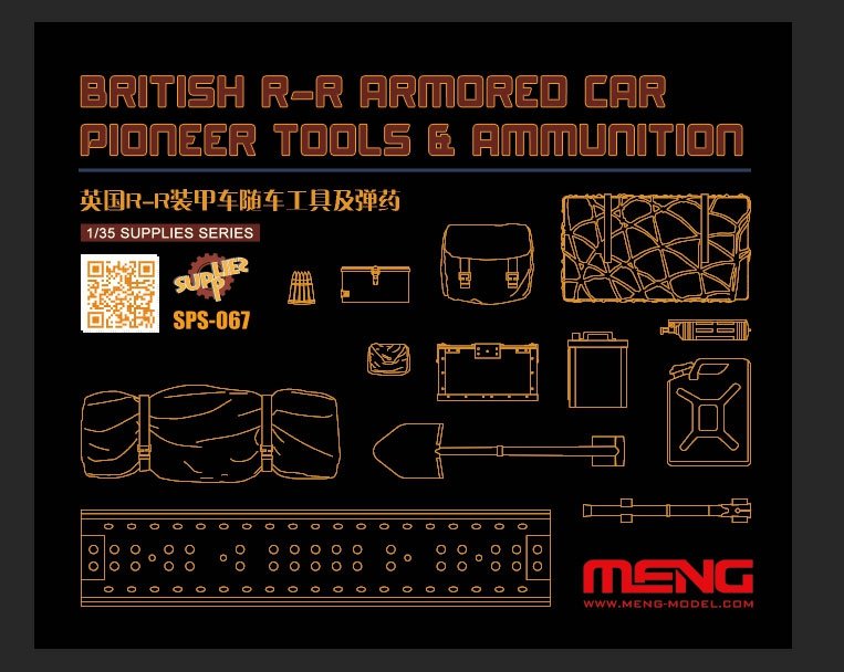 Maquette Meng SPS-067 Voiture blindée RR britannique Outils et munitions de pionnier 1/35