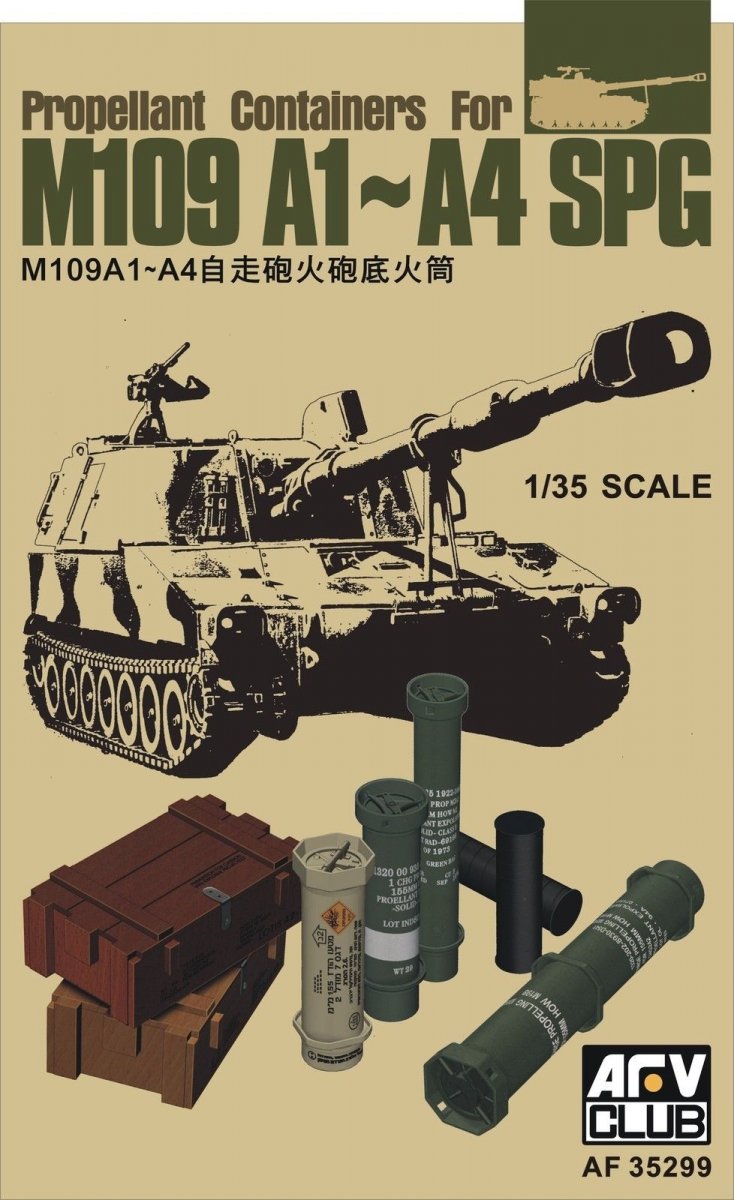 Conteneurs de propergol AFV Club 35299 pour canon automoteur M109A1-A4 au 1/35