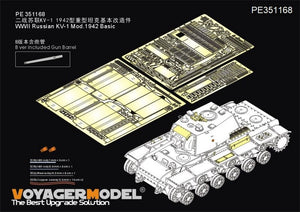 Maquette Voyager PE351168B KV-1 russe Mod.1942 de base (version B avec canon) (pour TRUMPETER 09597) 1/35